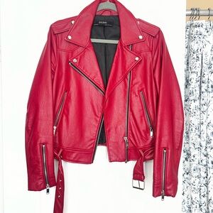 Zara Vibrant Red Leather Jacket